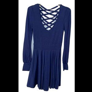 Forever 21 Royal Blue Dress & Criss Cross Balletcorp Jrs. Sz 00/0 Long Sleeves